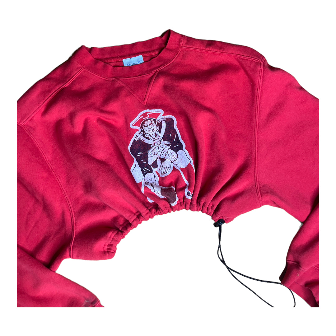 New England Patriots Reworked Drawstring Crop Crewneck