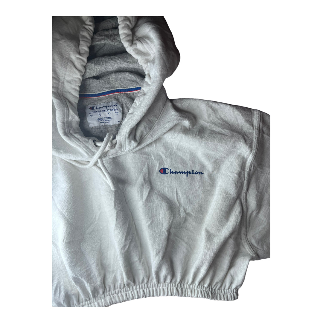 Champion Reworked White Crop Hoodie