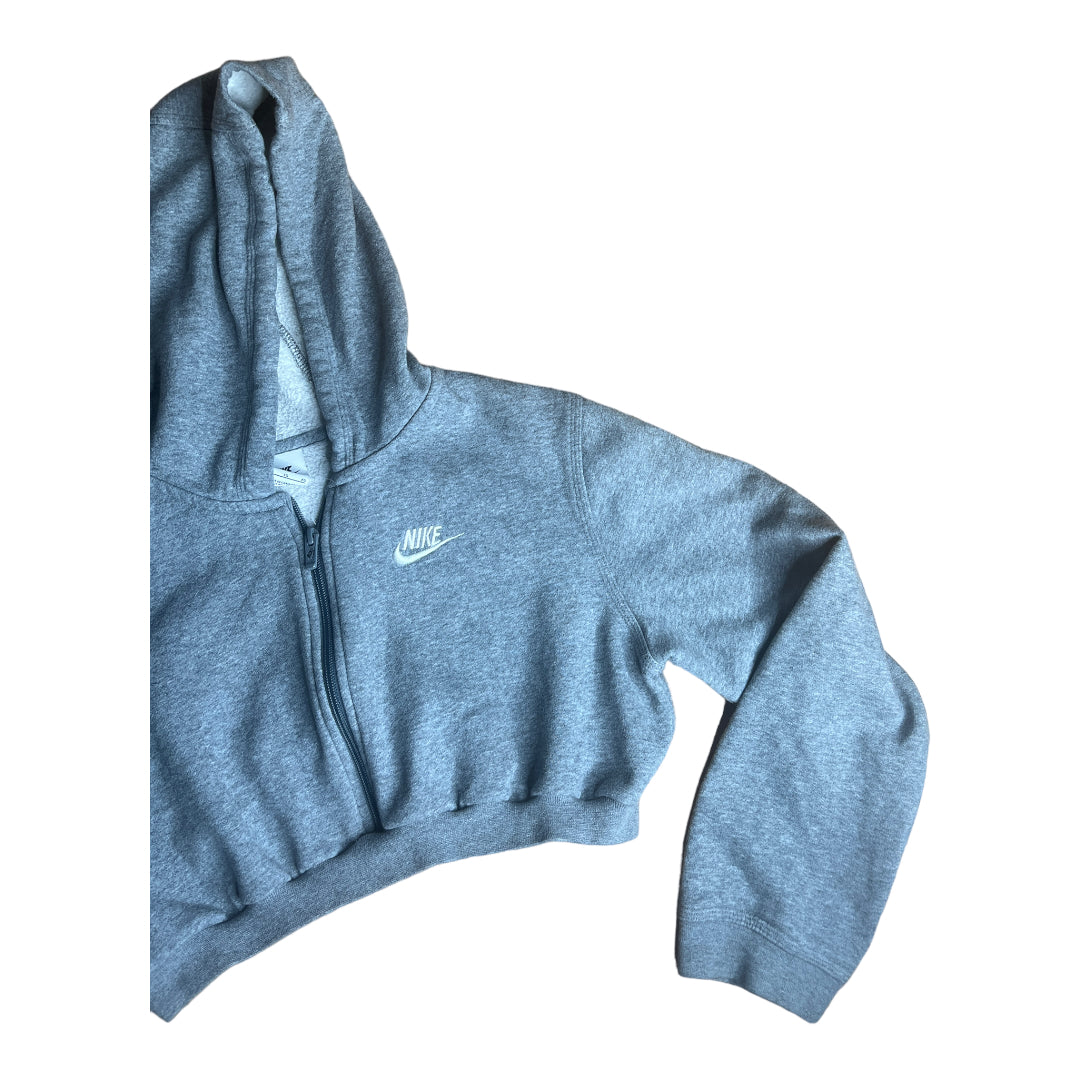 Nike Reworked Crop Grey Sip Up Hoodie