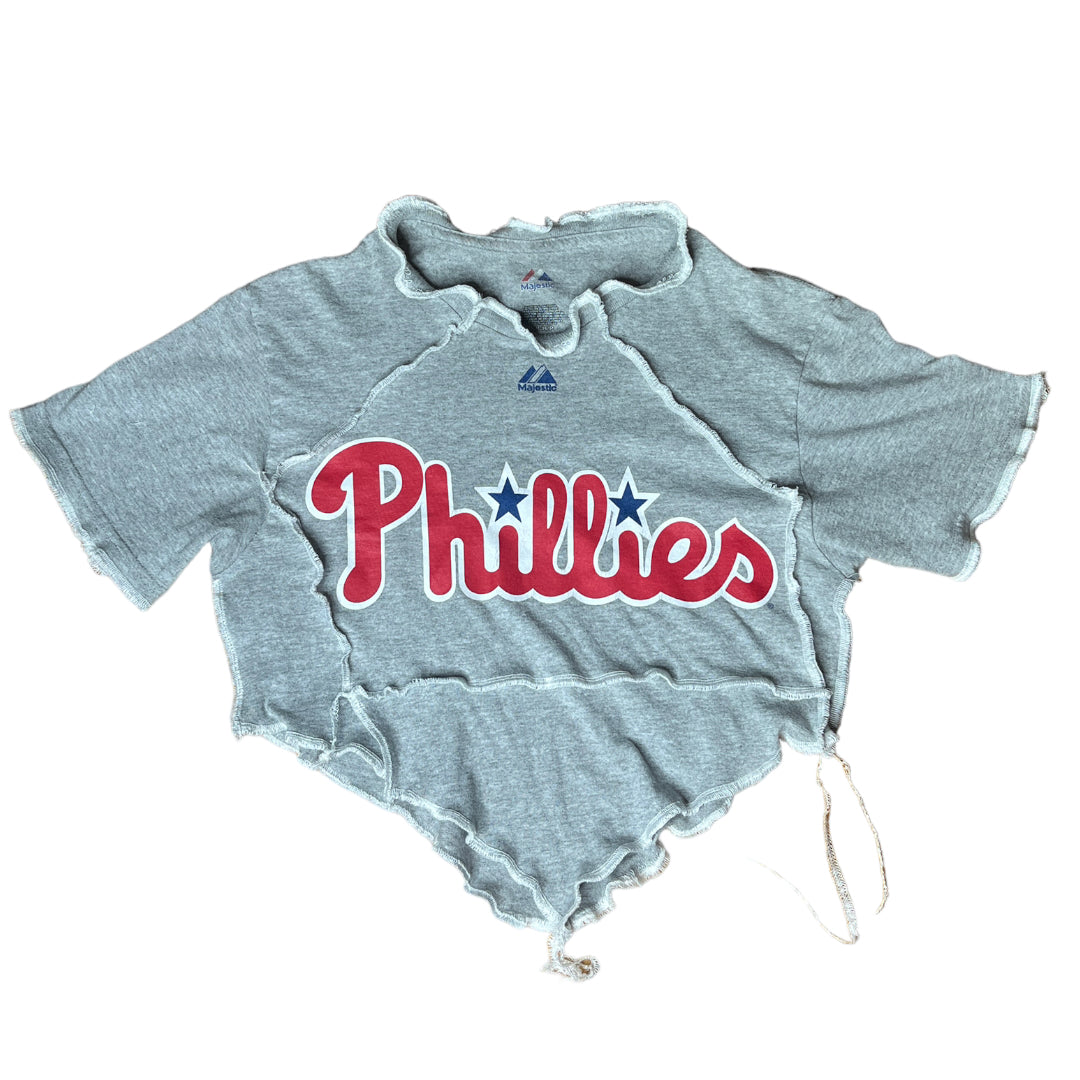 Philadelphia Phillies Reworked Contrast Stitch Crop Top