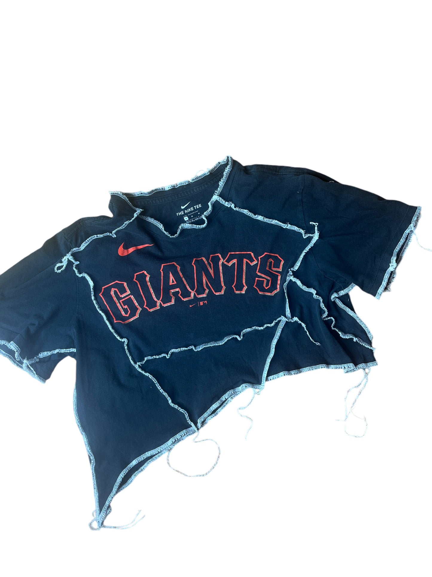 San Francisco Giants Reworked Contrast Asymmetrical Stitch Top