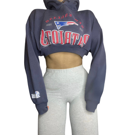 New England Patriots Vintage Reworked Crop Sweatshirt Hoodie