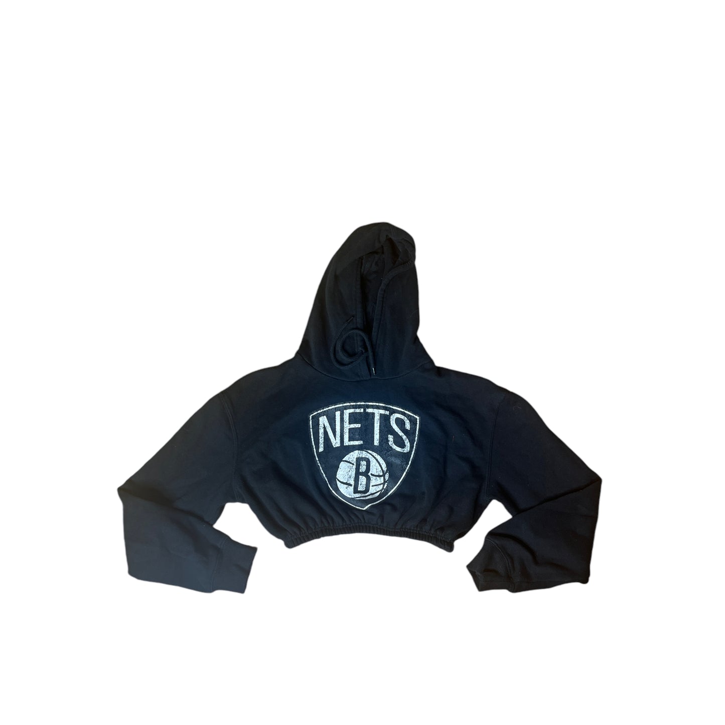 Brooklyn Nets Reworked Crop Hoodie Sweatshirt