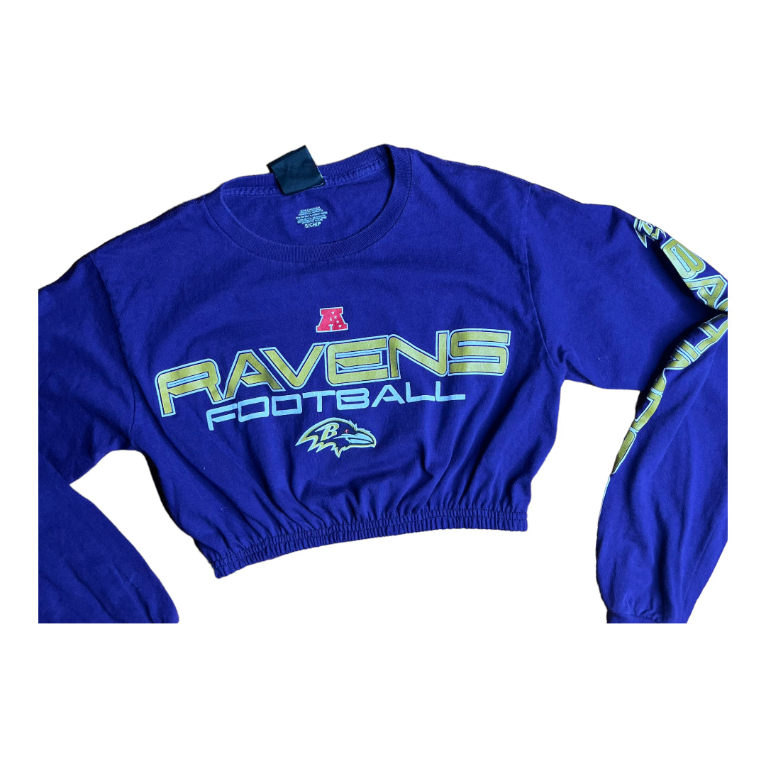 Baltimore Ravens Reworked Long-sleeve Crop Top