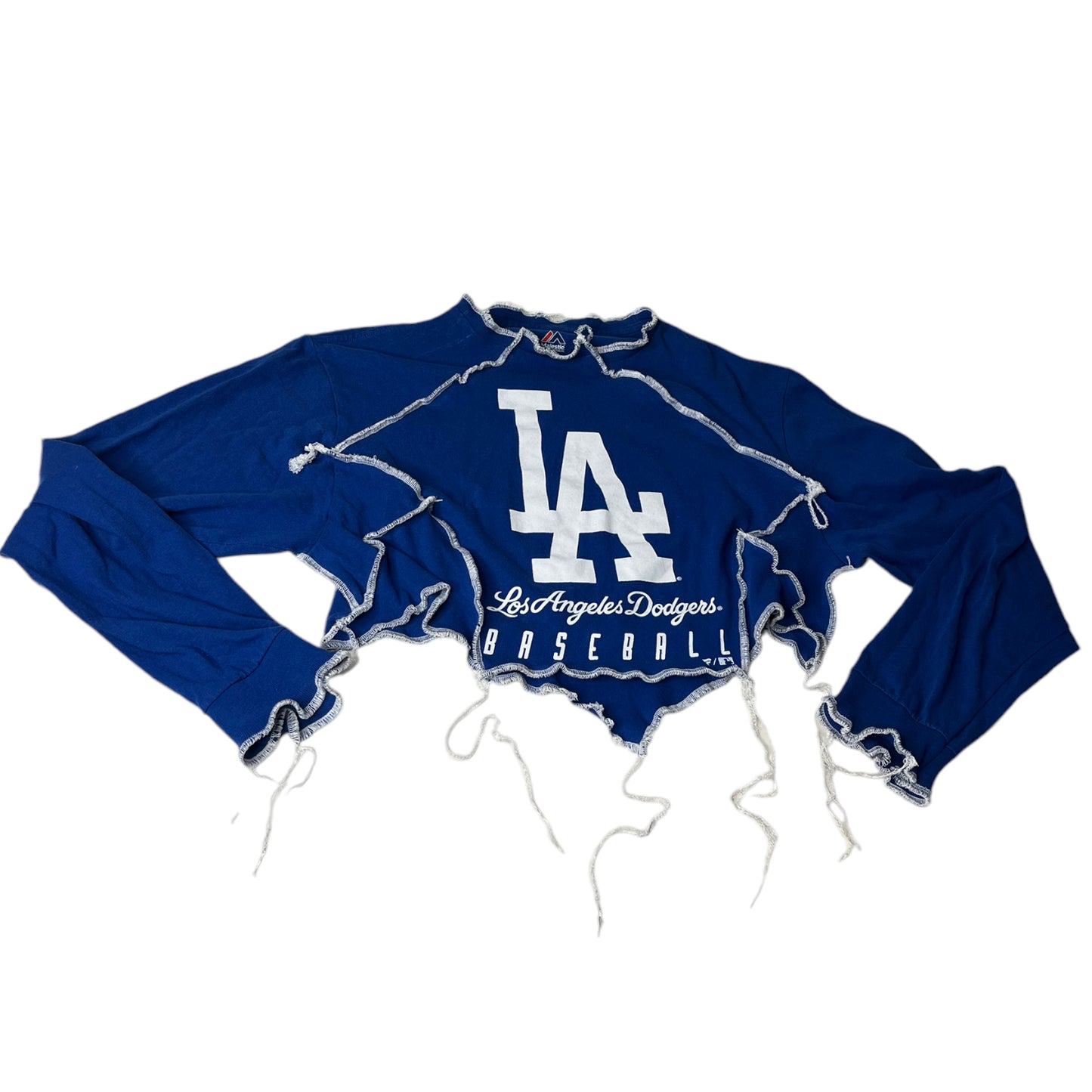 LA Dodgers Reworked Contrast Stitch V Cut Crop Top