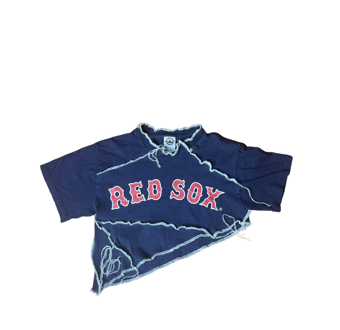 Boston Red Sox Contrast Stitch Asymmetrical Crop Top