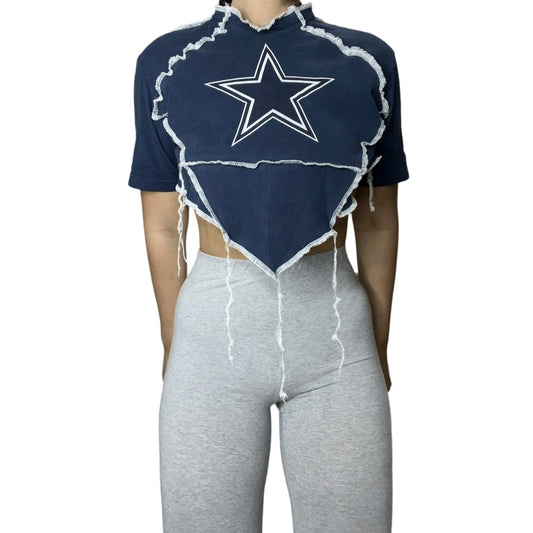 Dallas Cowboys Reworked Contrast Stitch V Cut Crop Top