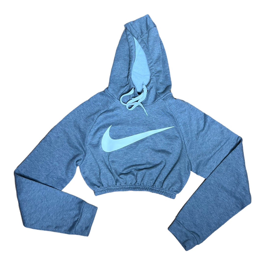 Nike Reworked Crop Grey Hoodie Sweatshirt