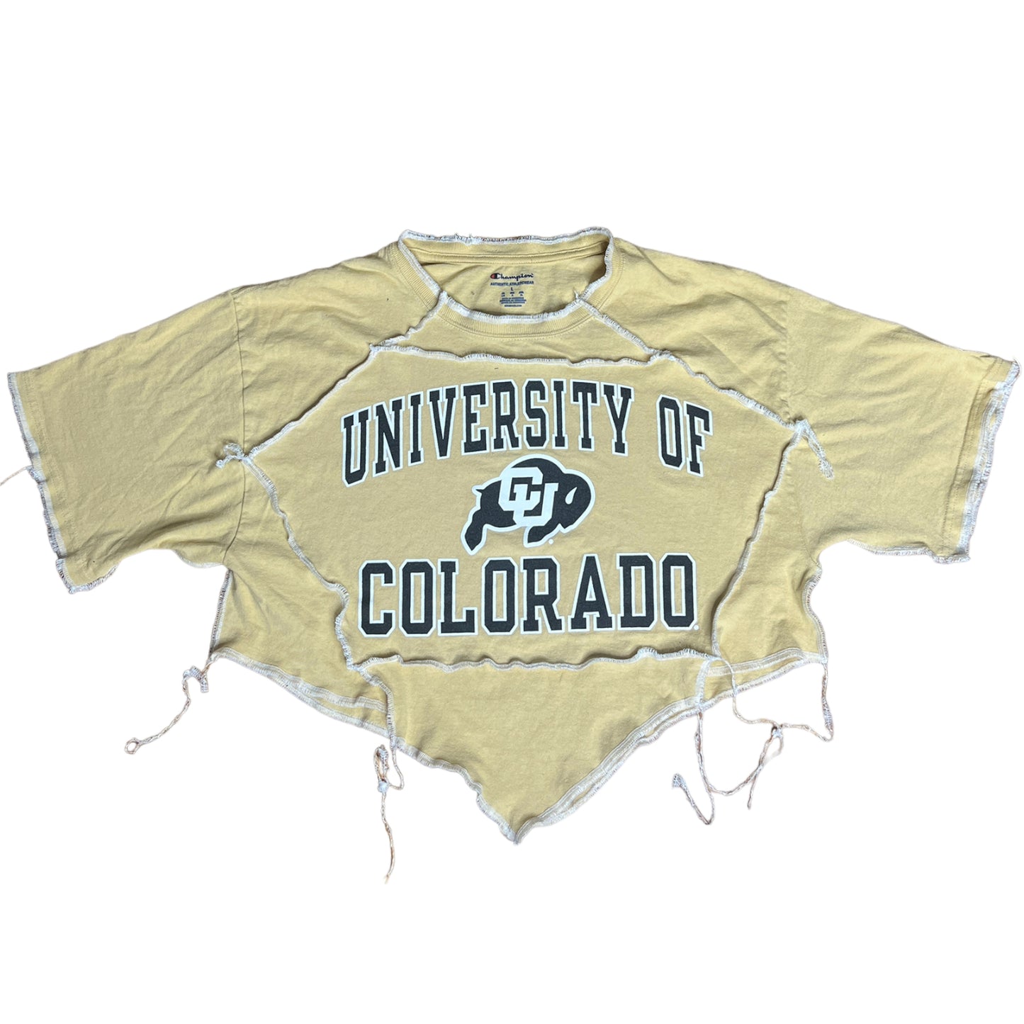 University of Colorado Reworked Contrast Stitch Crop Top