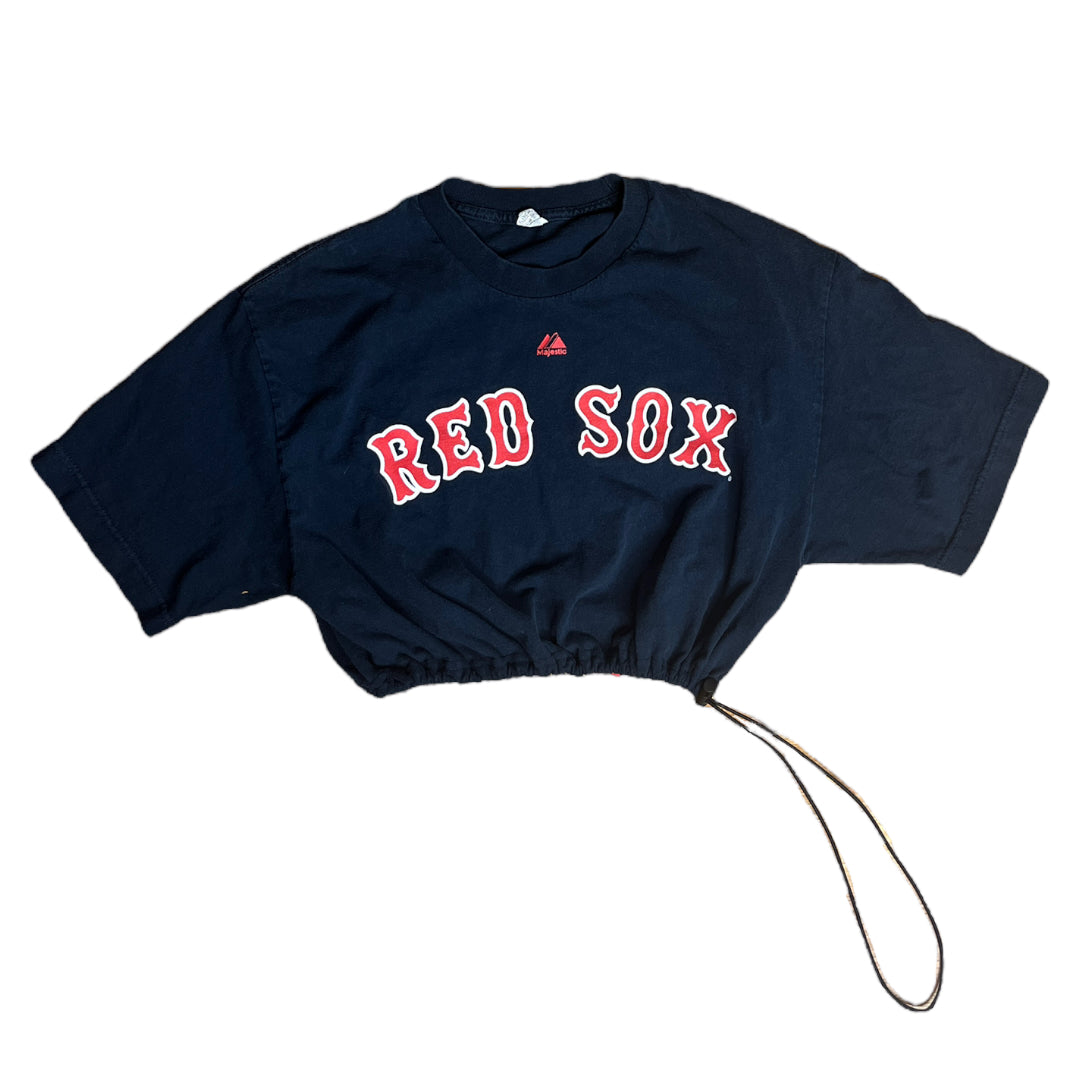 Boston Red Sox Reworked Drawstring Pull Waist Ortiz #34 Crop Top