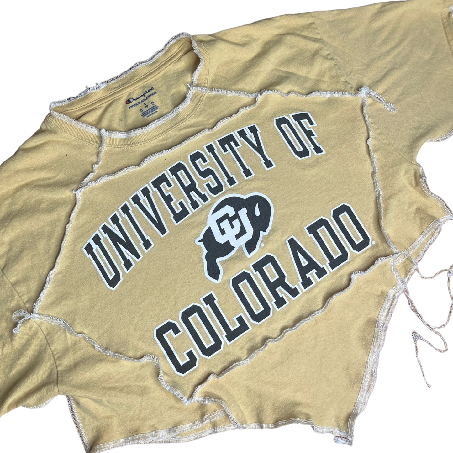 University of Colorado Reworked Contrast Stitch Crop Top