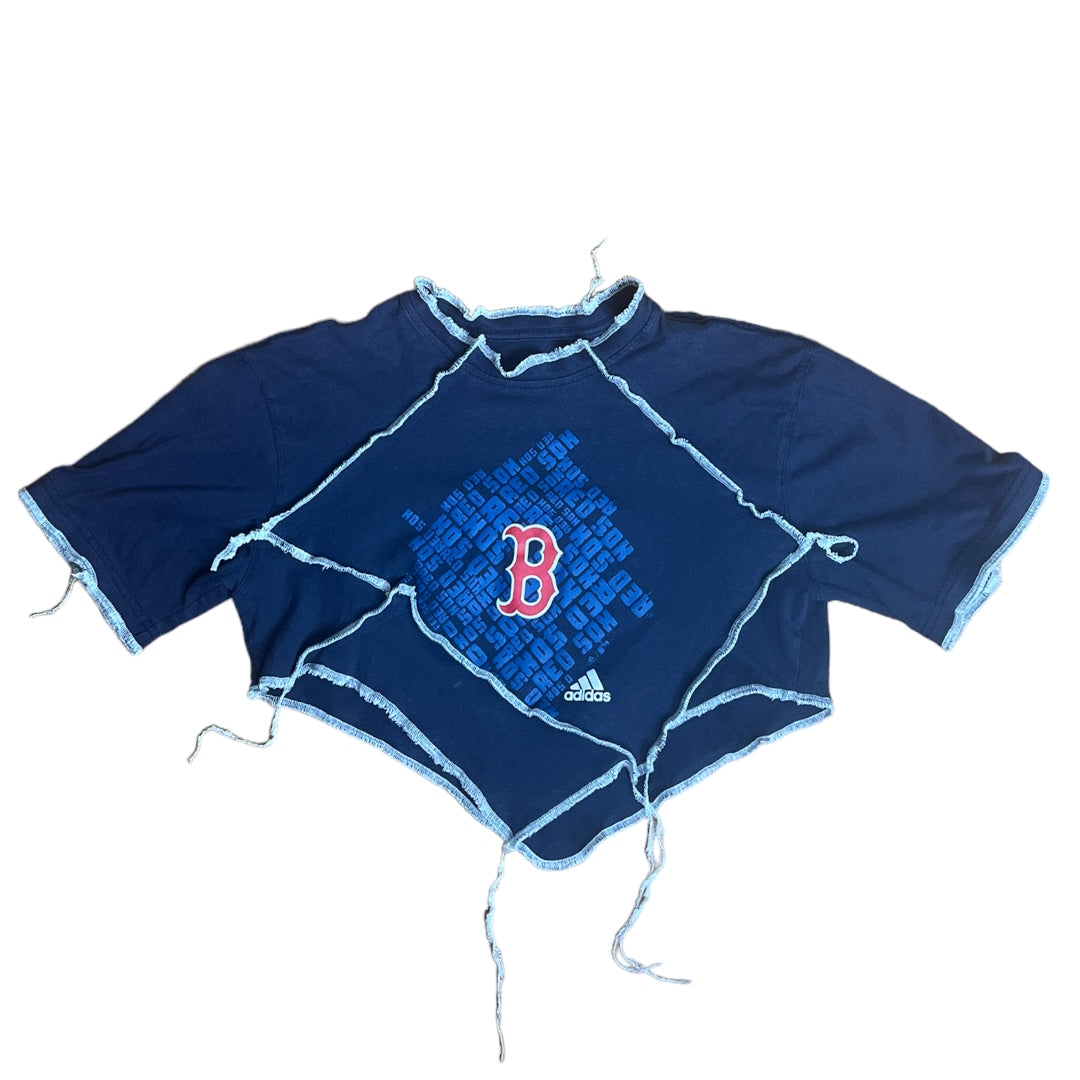 Boston Red Sox Reworked Contrast Stitch Crop Top