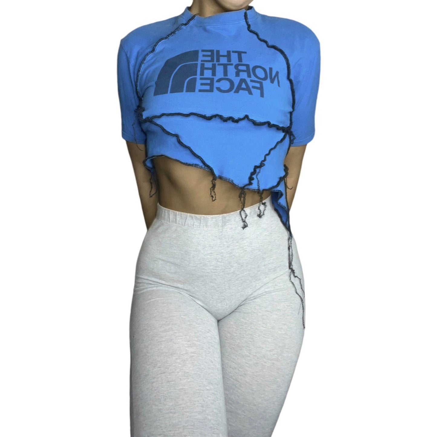 The North Face Reworked Asymmetrical Contrast Stitch Crop Top