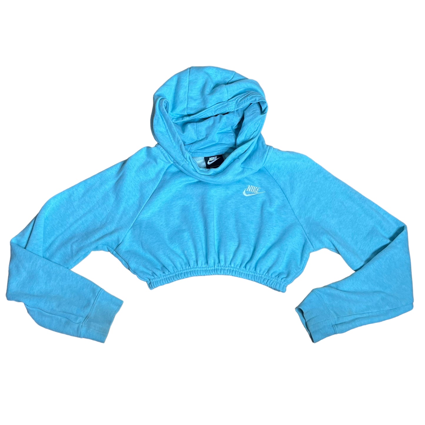 Nike Reworked Blue Cowl Neck Crop Hoodie