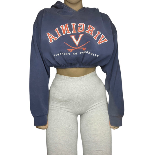 University of Virginia Reworked Crop Hoodie Sweatshirt