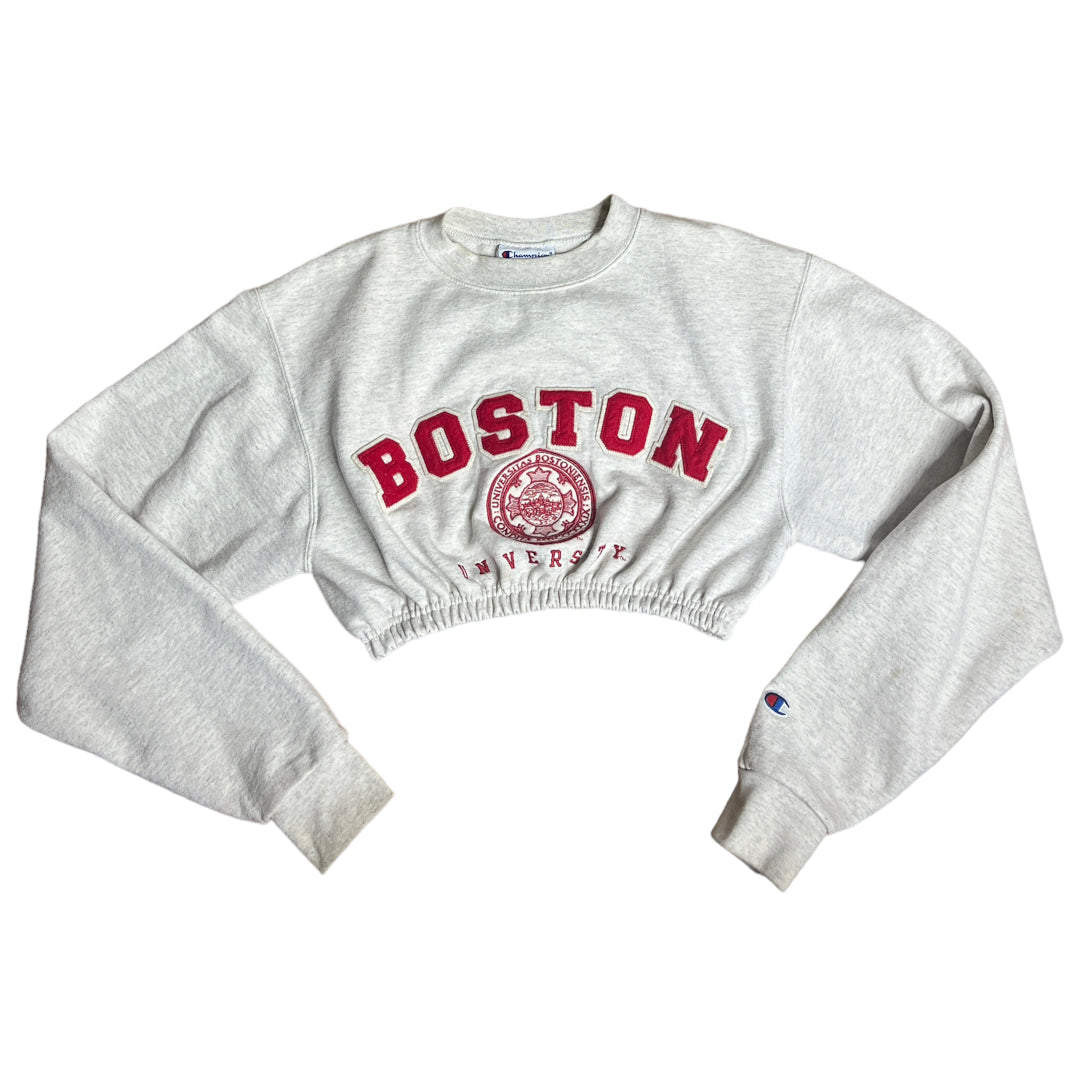 Boston University Vintage Reworked Crop Crewneck