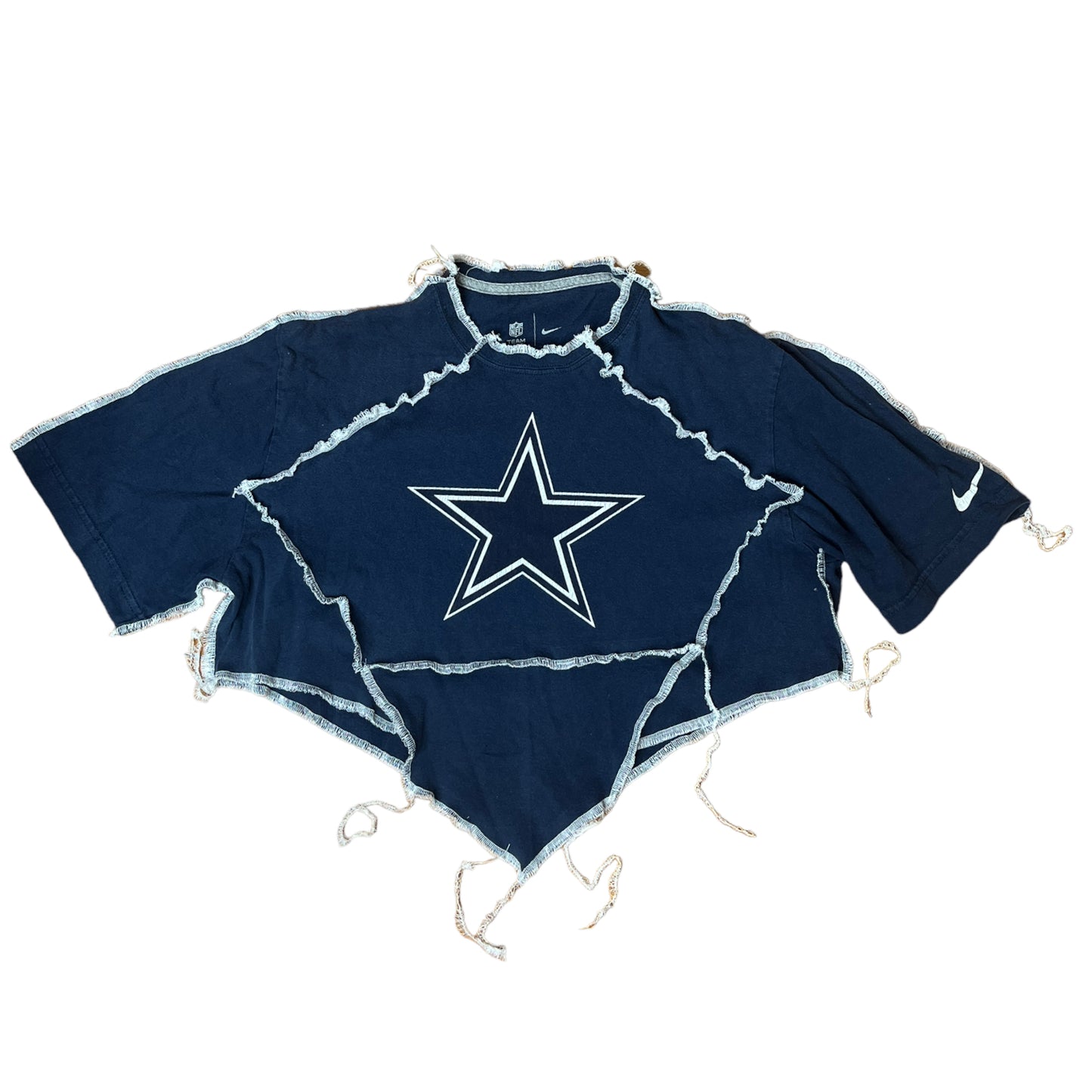 Dallas Cowboys Reworked Contrast Stitch V Cut Crop Top