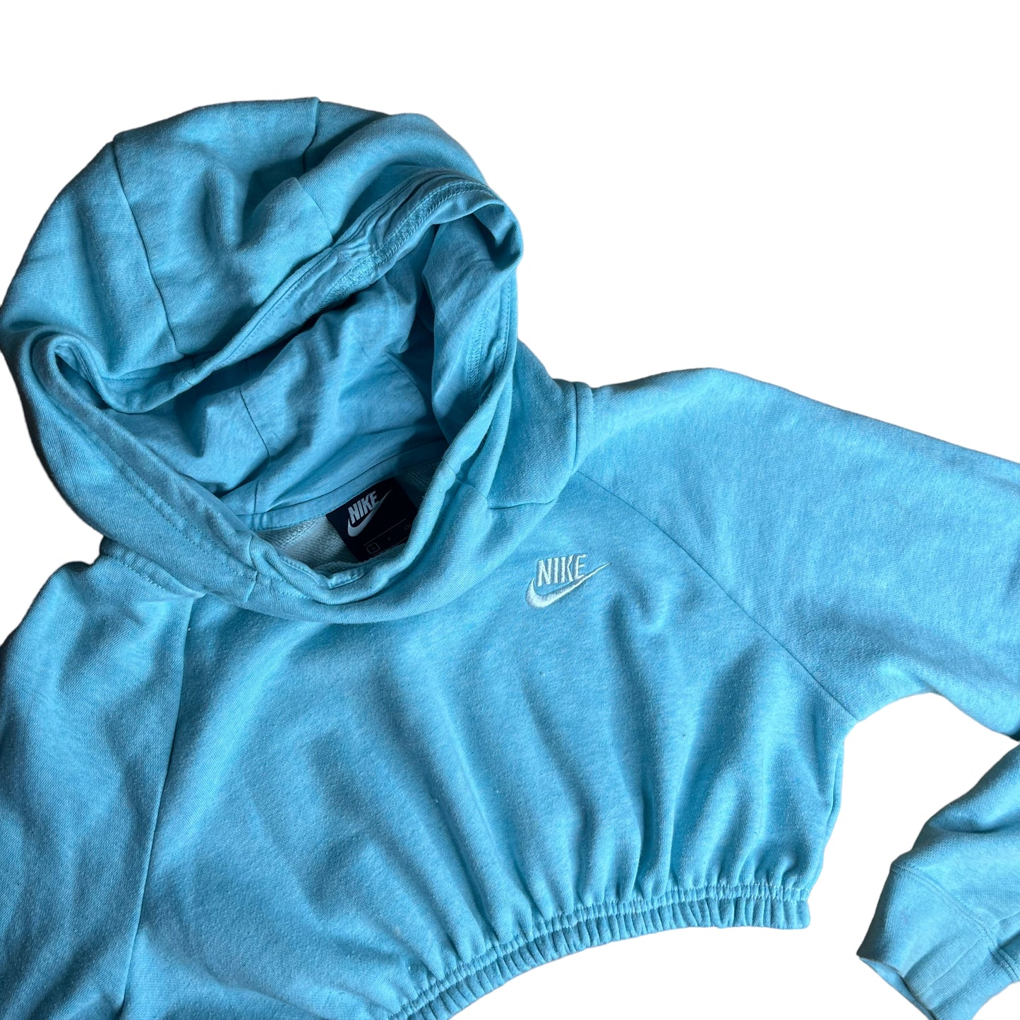 Nike Reworked Blue Cowl Neck Crop Hoodie