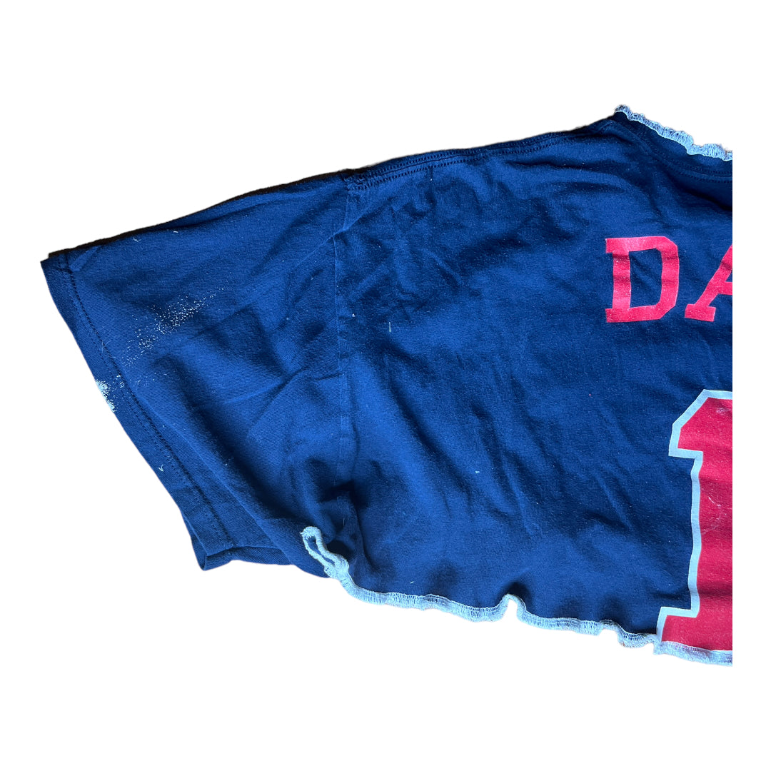 Boston Red Sox Reworked Contrast Stitch Asymmetrical Crop Top