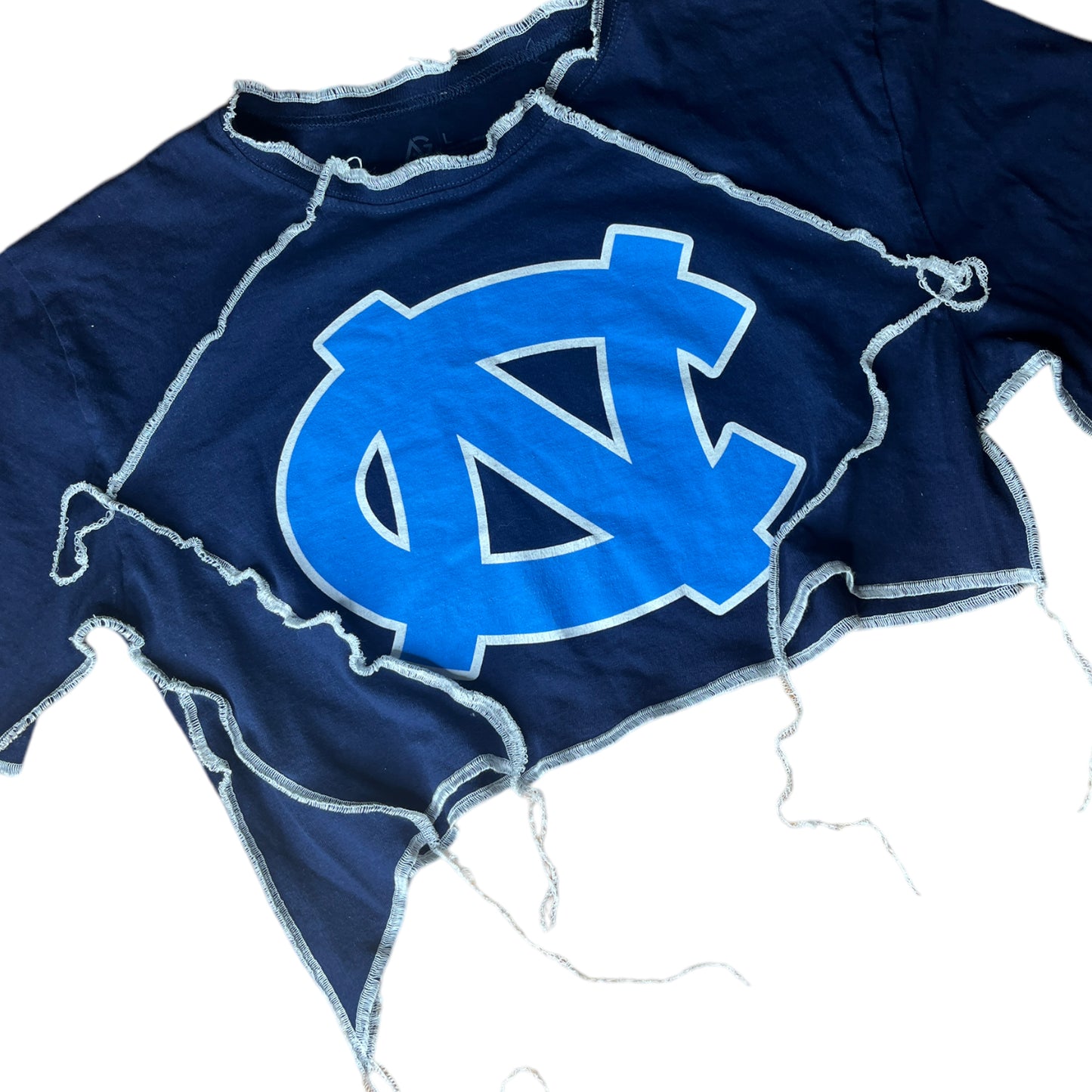 University of North Carolina Reworked Contrast Stitch Crop Top