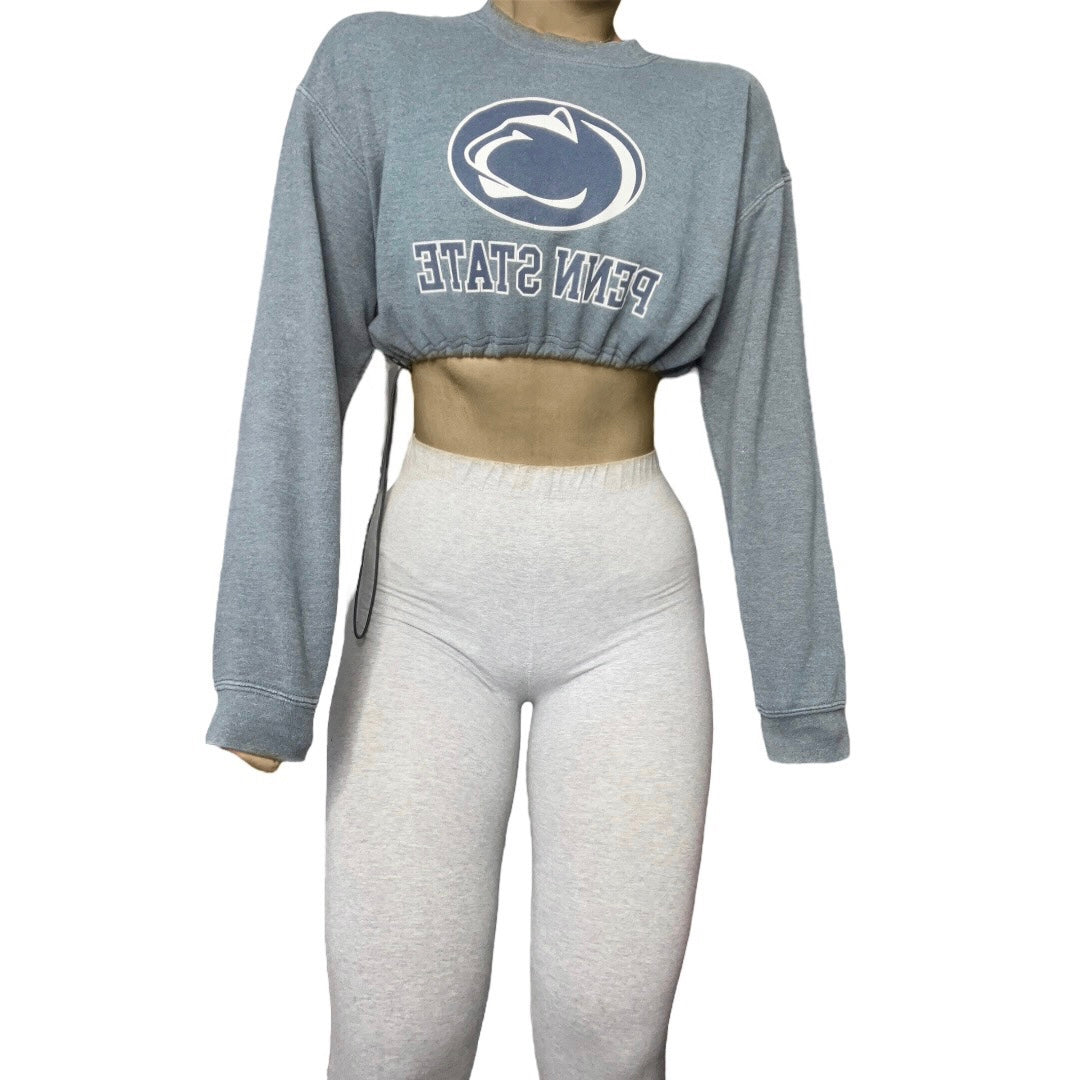 Penn State University Reworked Drawstring Pull Waist Crop Crewneck