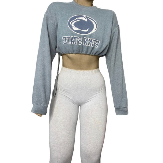 Penn State University Reworked Drawstring Pull Waist Crop Crewneck