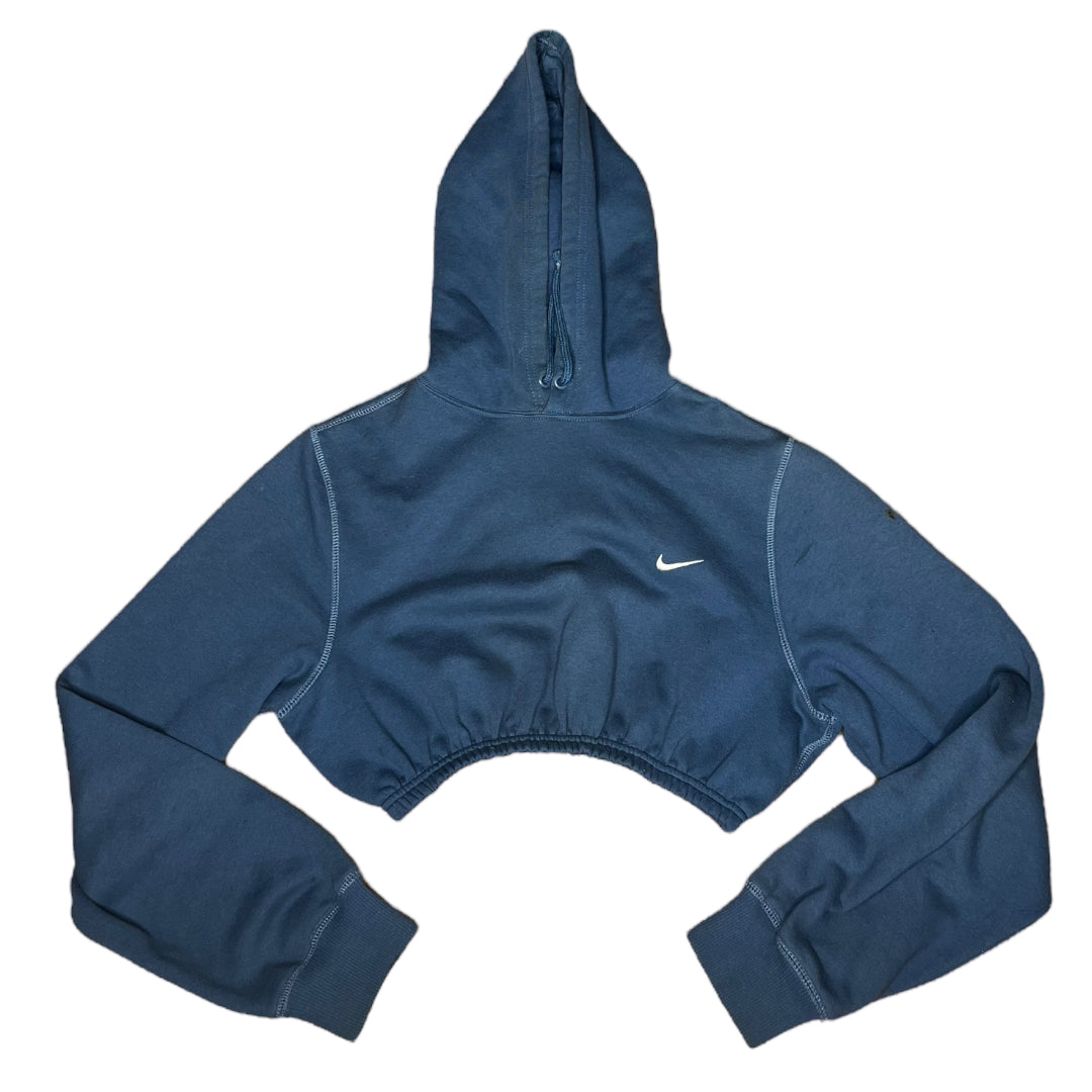 Nike Reworked Blue Crop y2k Hoodie Sweatshirt