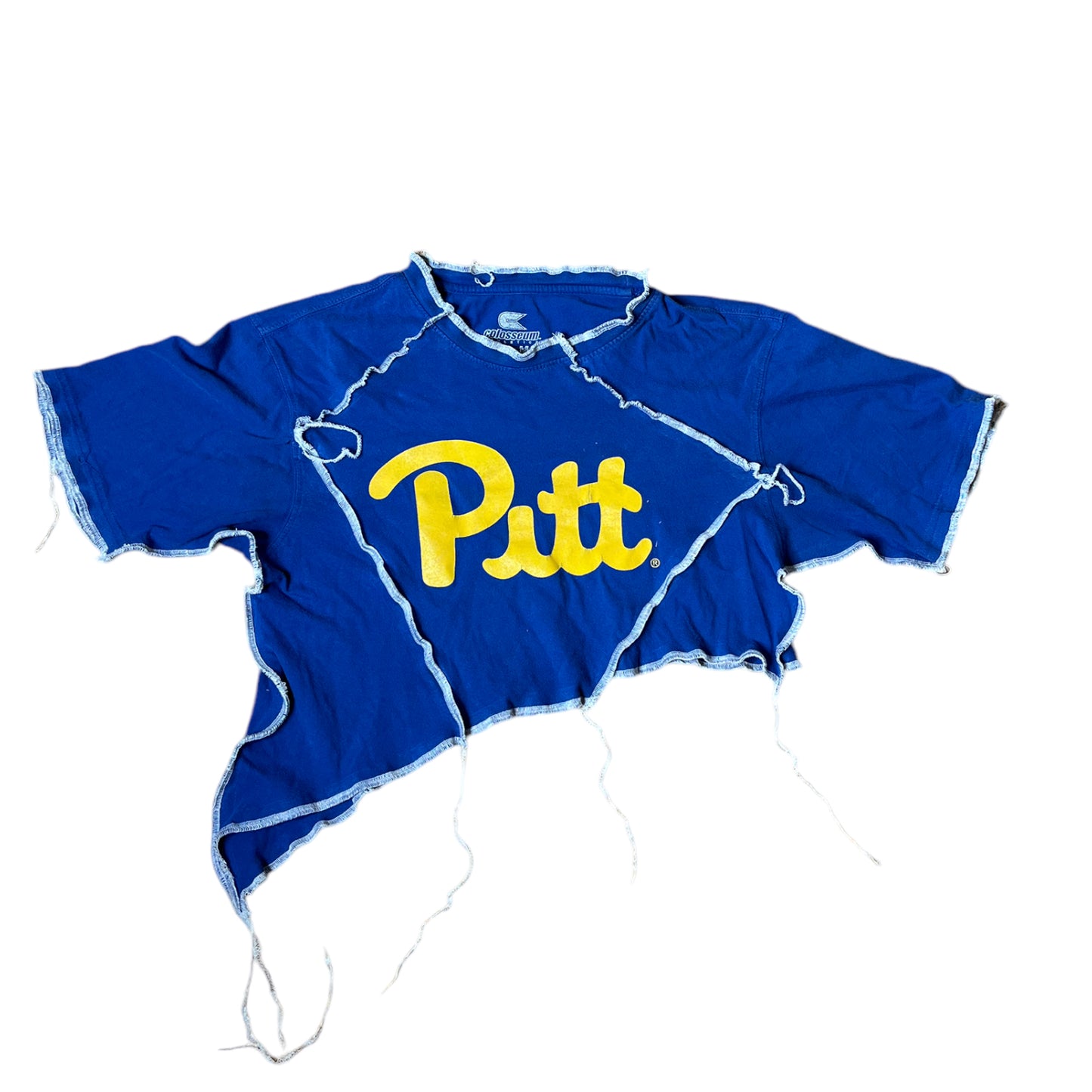 University of Pittsburgh Reworked Contrast Stitch Crop Top