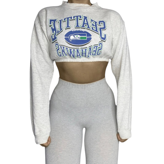 Vintage Seattle Seahawks Reworked Crop Crewneck Sweatshirt