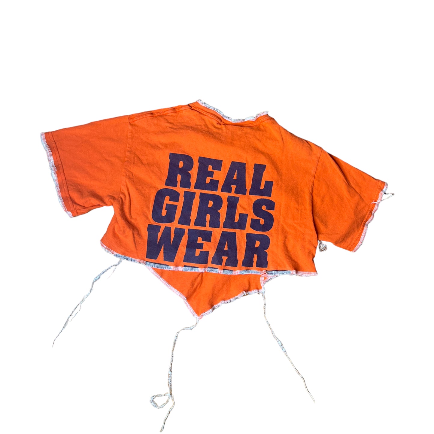 Syracuse University Reworked Contrast Stitch V Cut Crop Top