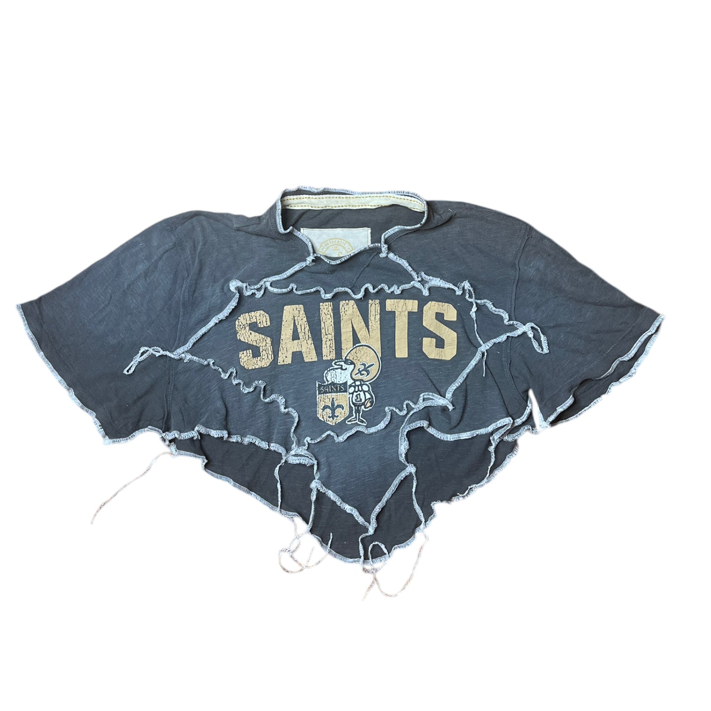 New Orleans Saints Reworked Contrast Stitch Crop Top