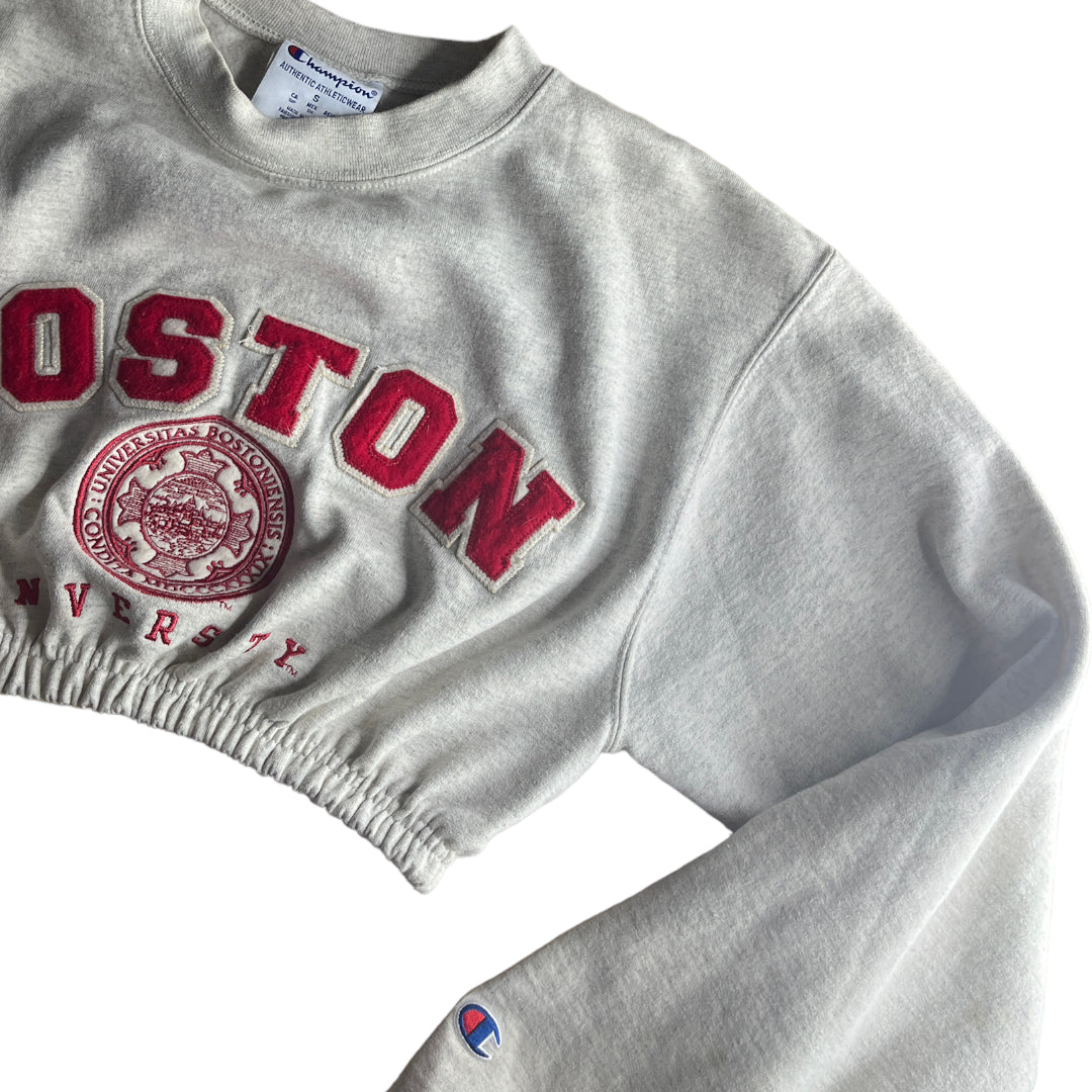 Boston University Vintage Reworked Crop Crewneck