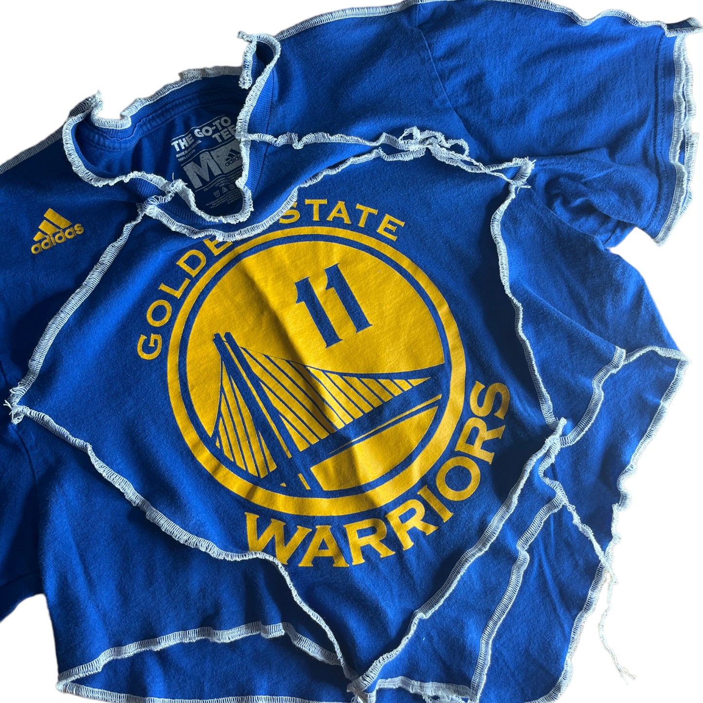 Golden State Warriors Reworked Contrast Stitch V Cut Crop Top