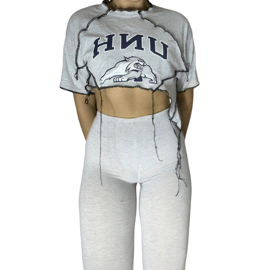 UNH Reworked Contrast Stitch Crop Top