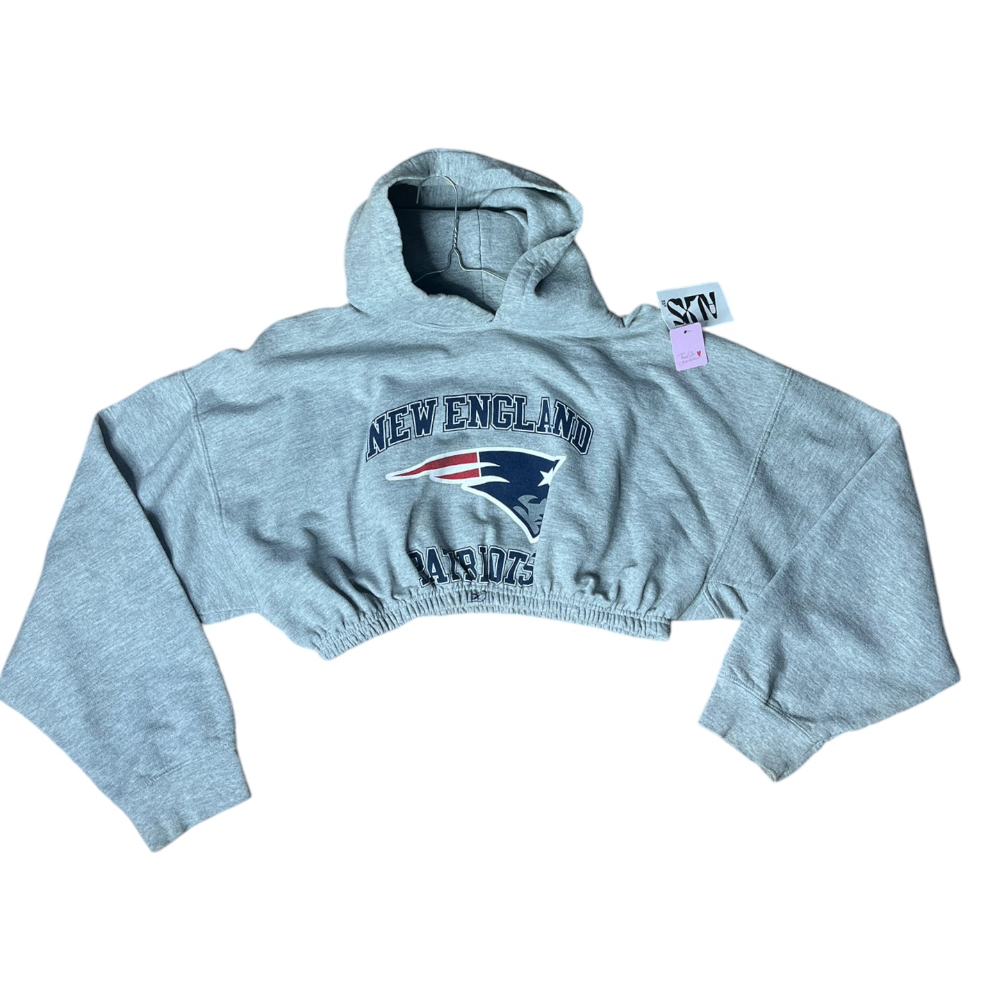 New England Patriots Reworked Crop Hoodie Sweatshirt