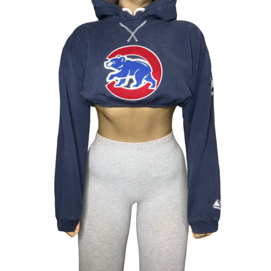 Chicago Cubs Reworked Crop Hoodie Sweatshirt