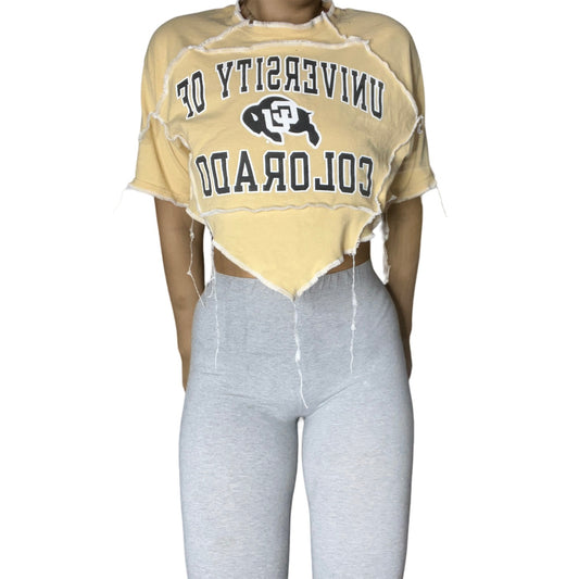 University of Colorado Reworked Contrast Stitch Crop Top