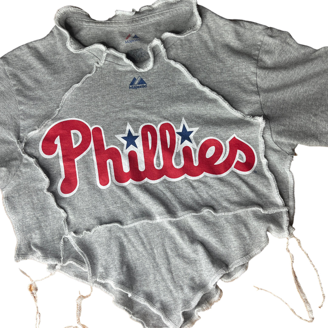 Philadelphia Phillies Reworked Contrast Stitch Crop Top