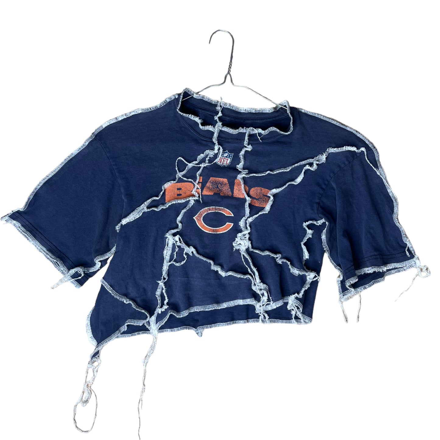 Chicago Bears NFL Reworked Contrast Stitch Asymmetrical crop top