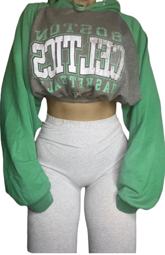 Boston Celtics Reworked Crop Hoodie Sweatshirt