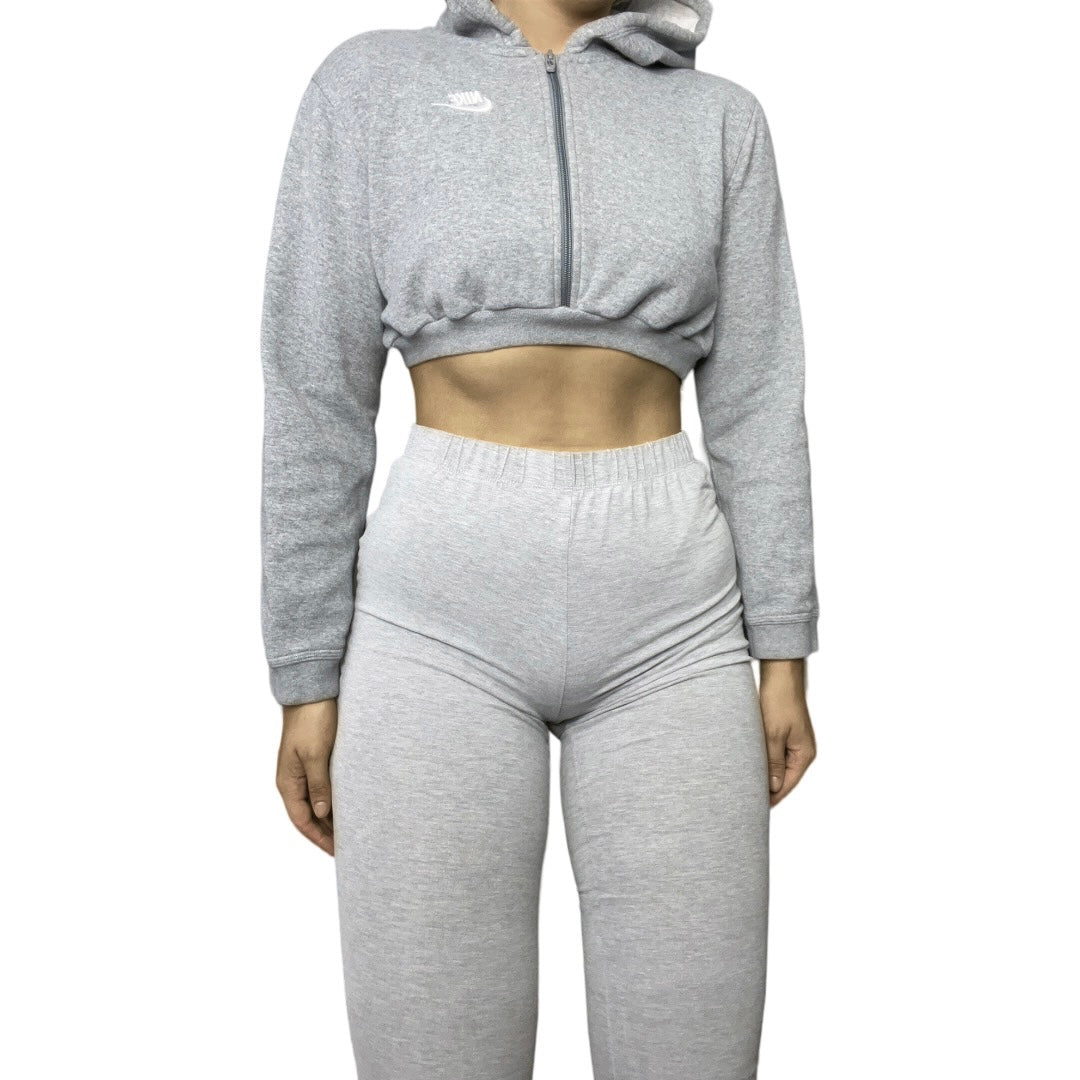 Nike Reworked Crop Grey Sip Up Hoodie