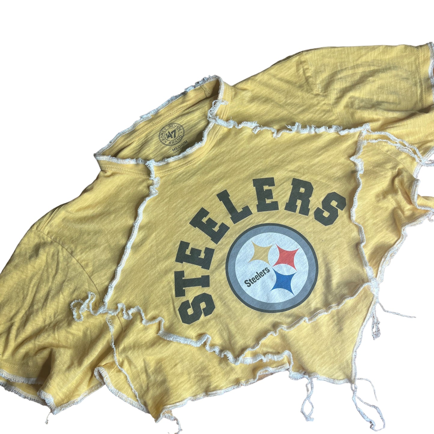 Pittsburg Steelers Reworked Contrast Stitch Crop Top