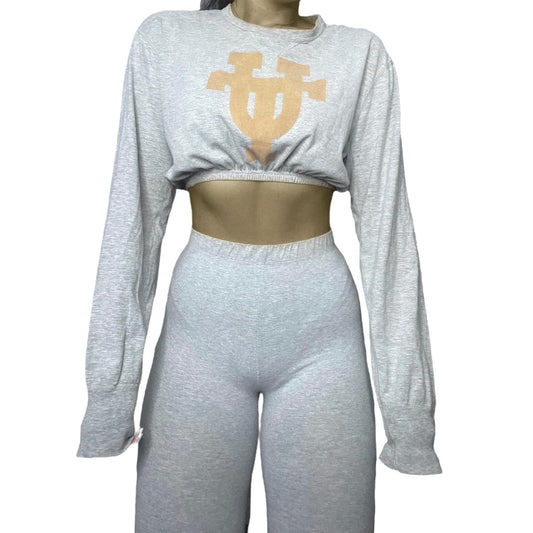 University of Texas Reworked Long-sleeve Crop Top