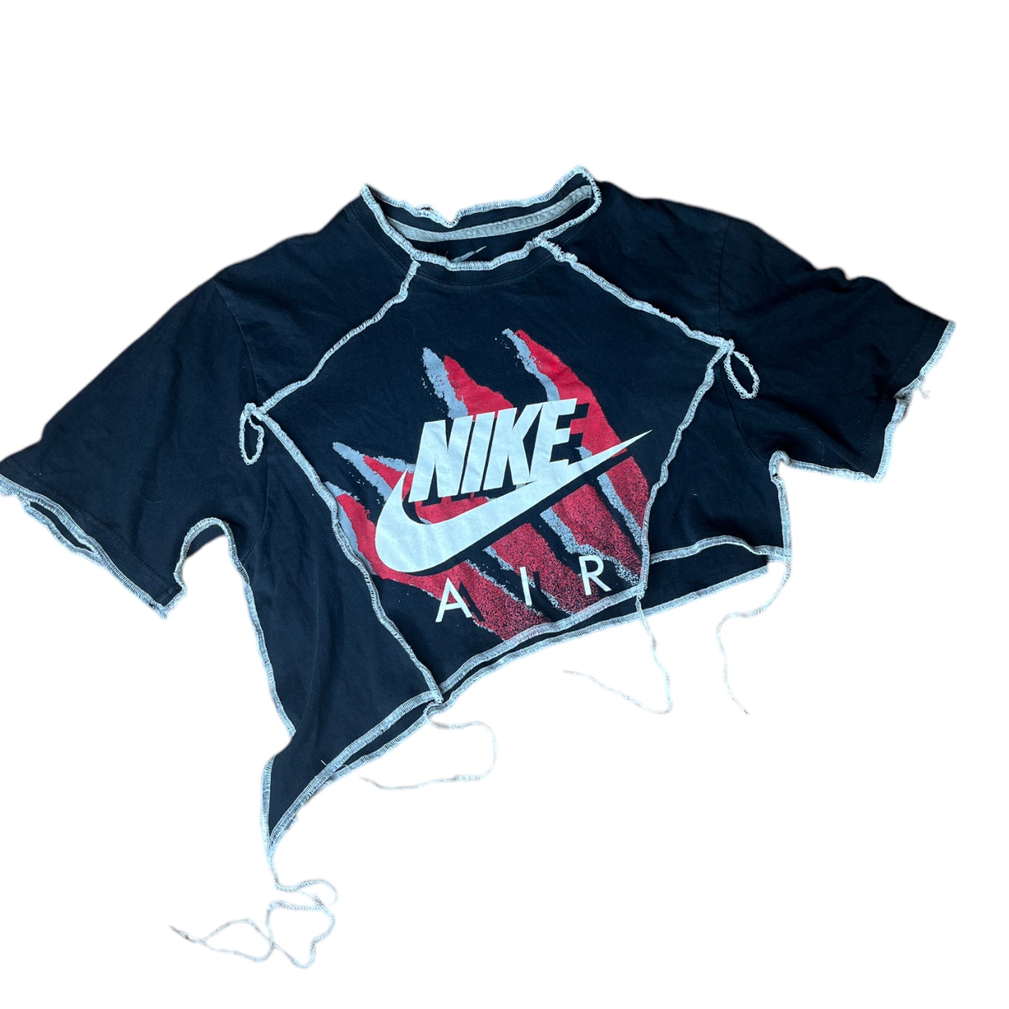 Air Nike Reworked Contrast Stitch Asymmetrical Crop Top