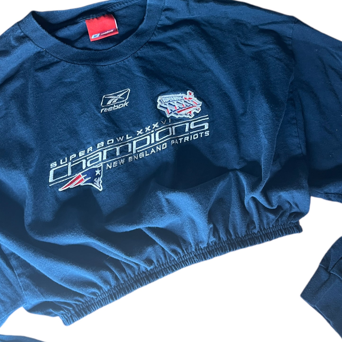 New England Patriots Reworked Vintage Long sleeve Crop Top