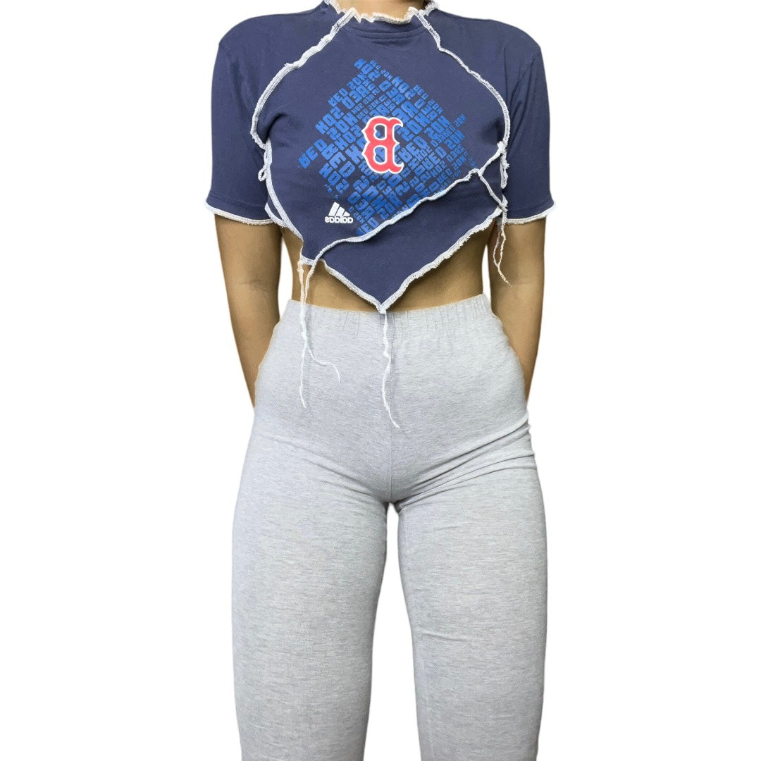 Boston Red Sox Reworked Contrast Stitch Crop Top