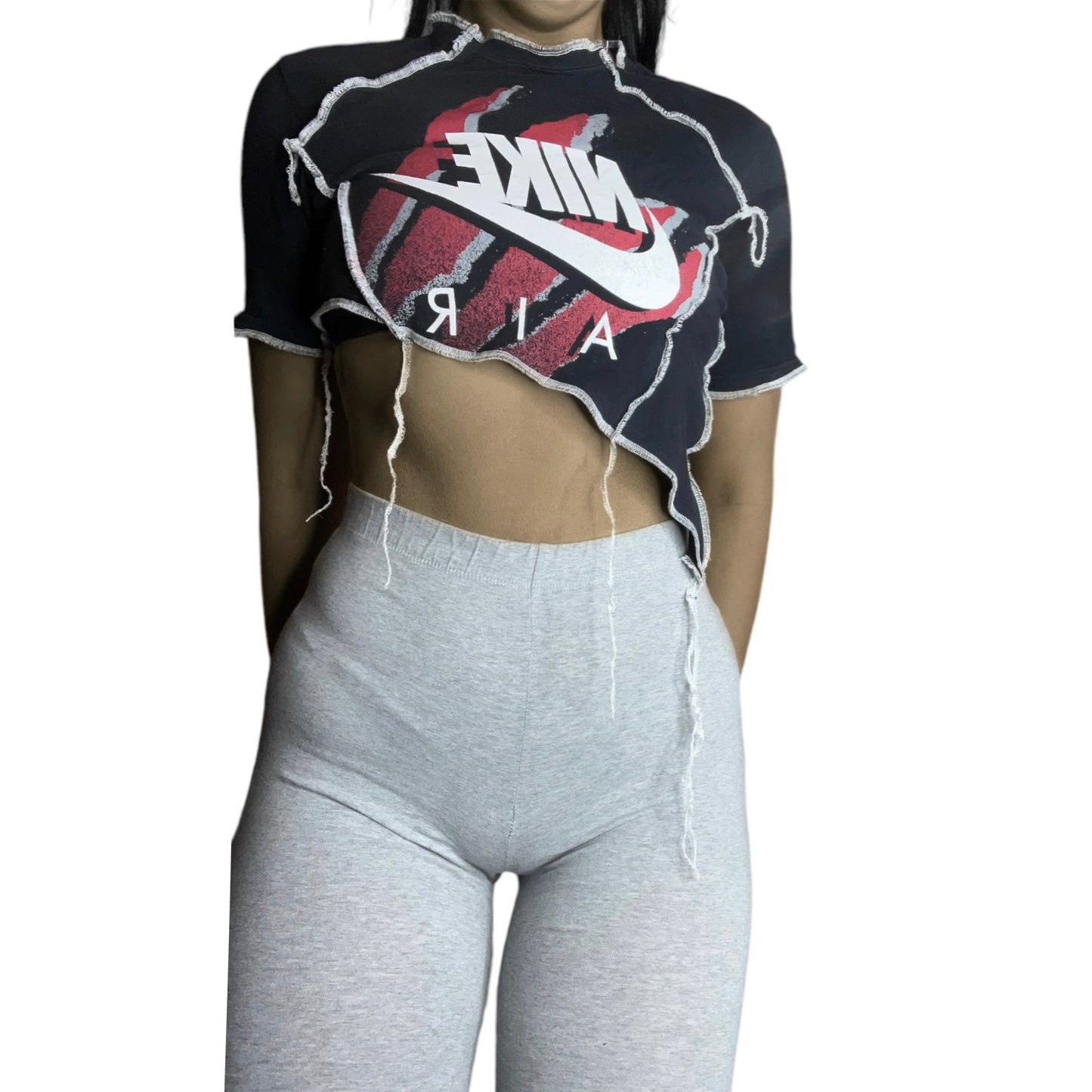 Air Nike Reworked Contrast Stitch Asymmetrical Crop Top