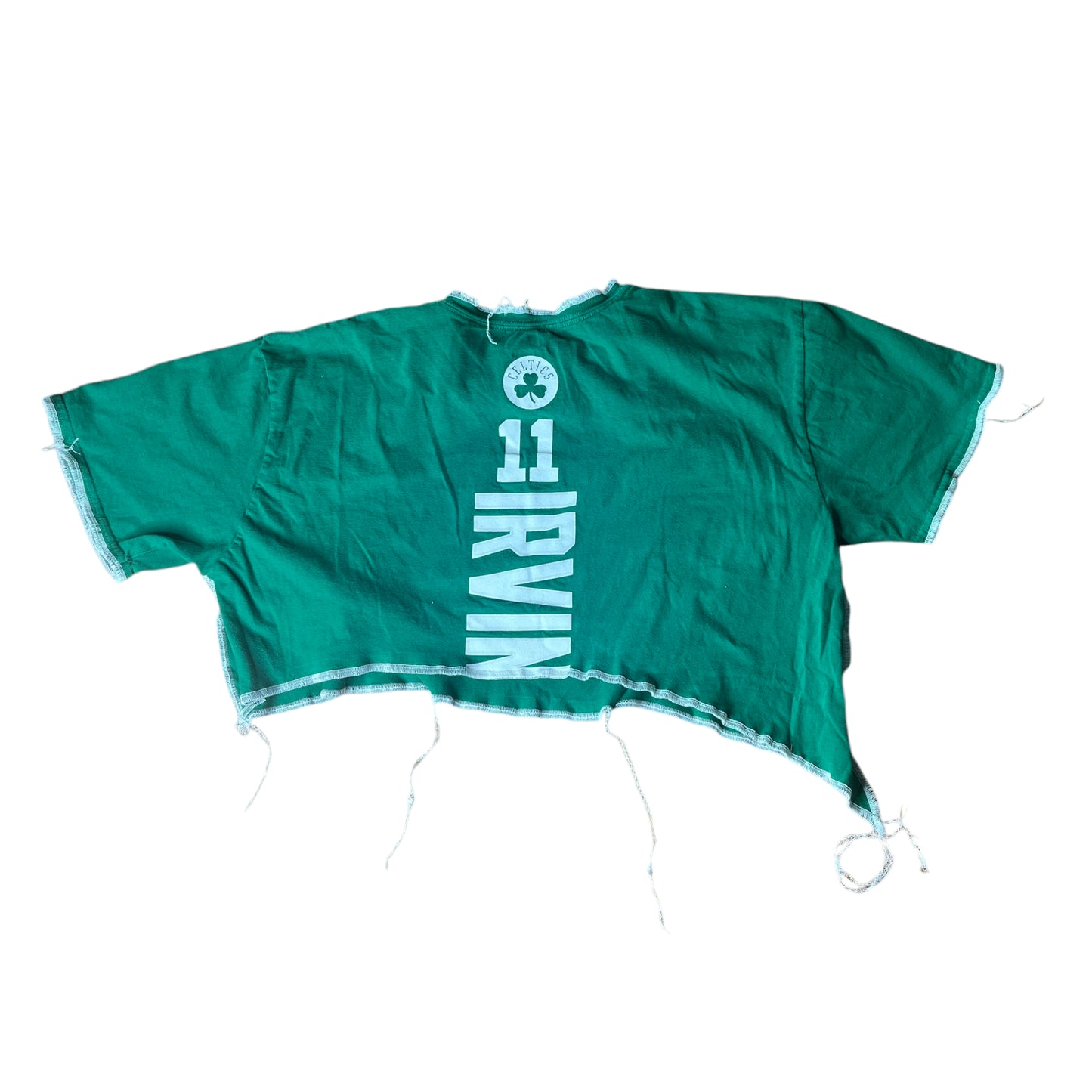 Boston Celtics Reworked Contrast Stitch Asymmetrical Crop Top