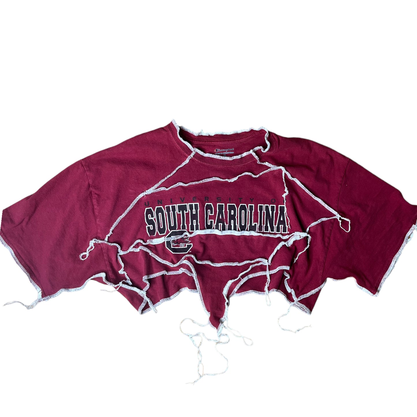 South Carolina Gamecocks Reworked Contrast Stitch Crop Top