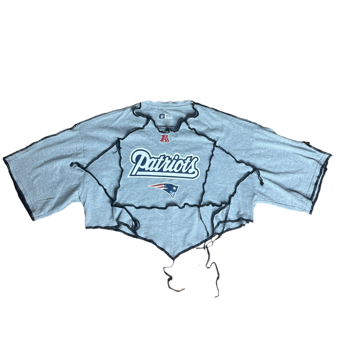 New England Patriots Reworked Contrast Stitch Crop Top